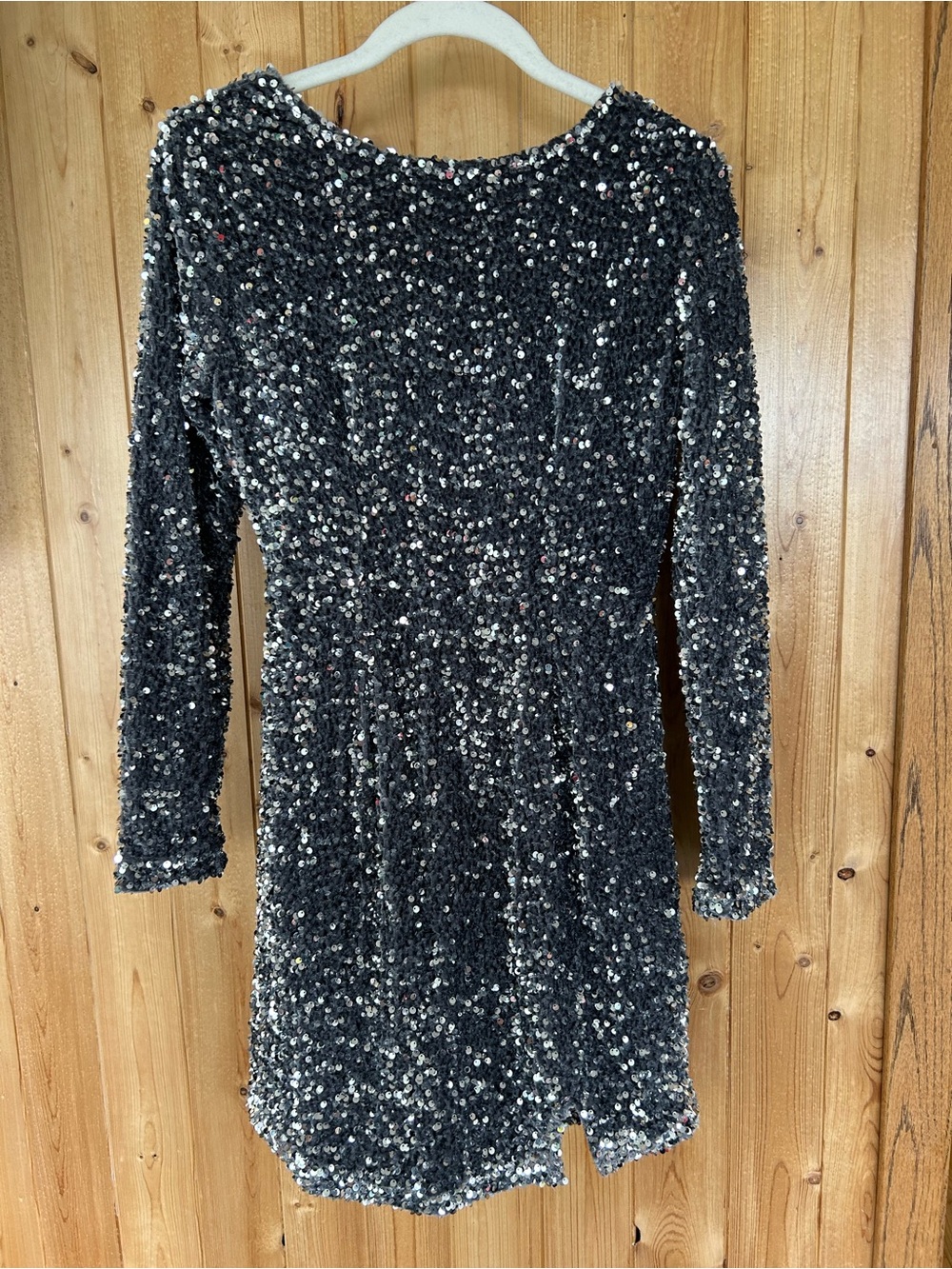Women’s R. Vivimos Dark Grey Sequined Long Sleeve Dress Size S 4/6